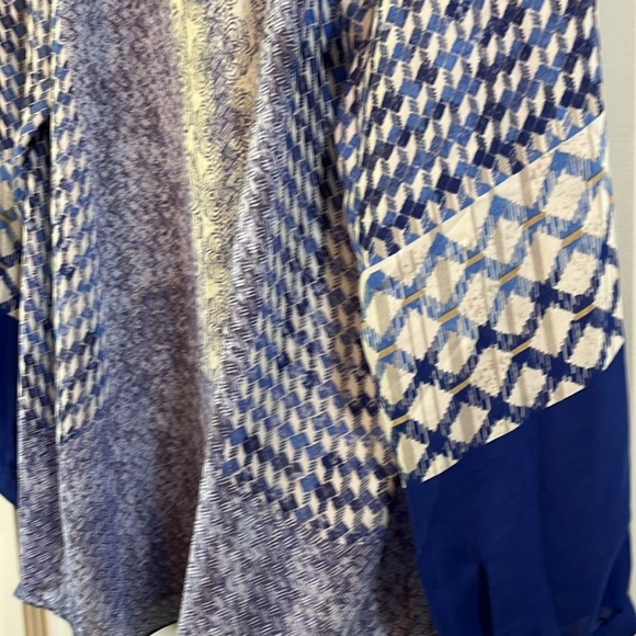 NIC+ZOE Geometric Artsy Printed Balloon Sleeve Sheer Blouse - Size Medium - Picture 6 of 9